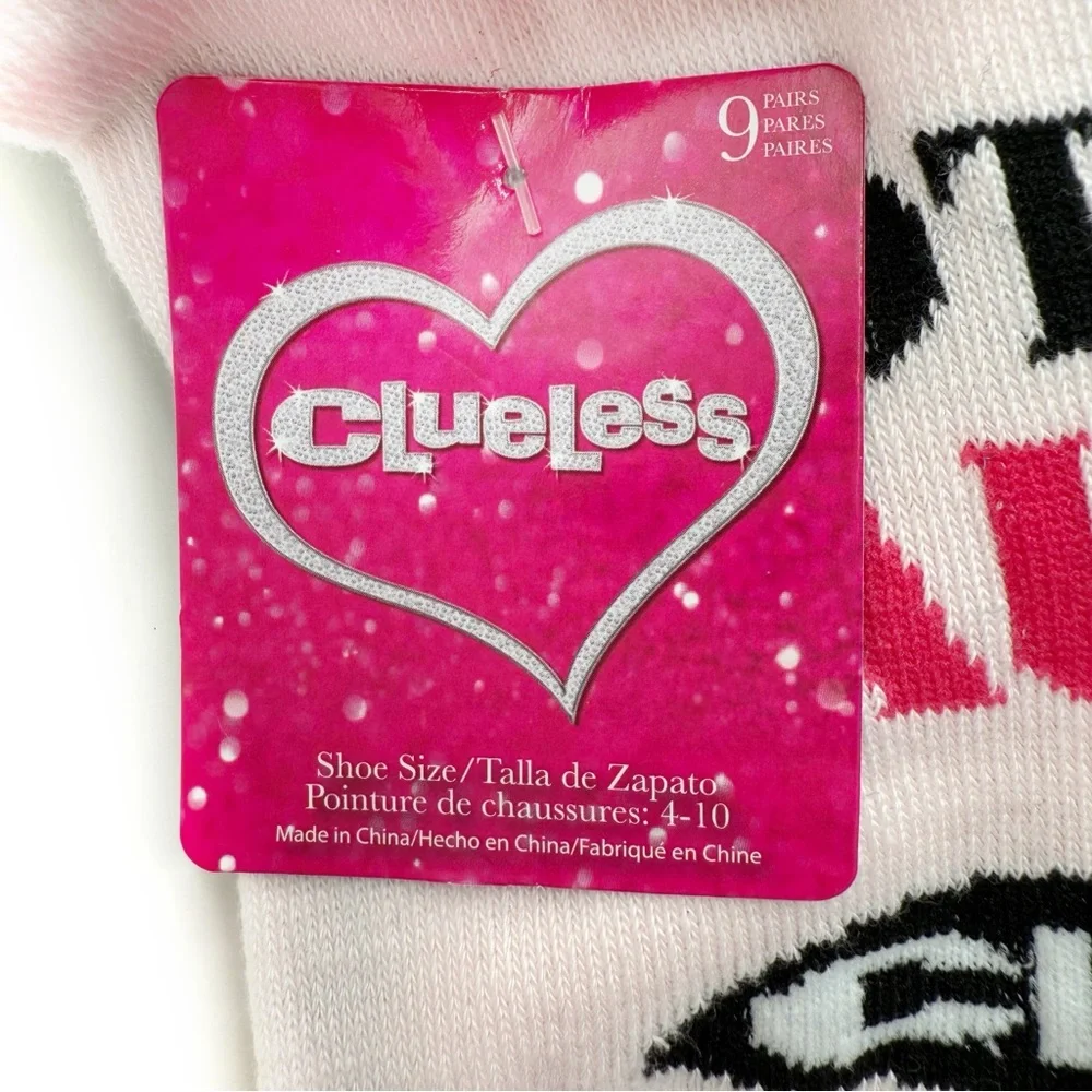 Clueless Movie Womens No Show Socks 90s Pink Black As If Whatever Cher Fun Gift